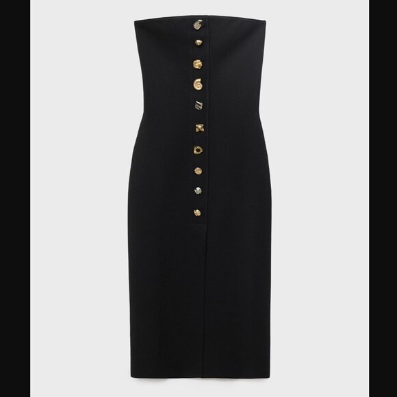 Mango Strapless Dress With Jewel Buttons - Picture 1 of 5